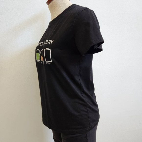 SHEIN My social Battery & Letter Graphic Tee Crewneck short Sleeve - Picture 5 of 9